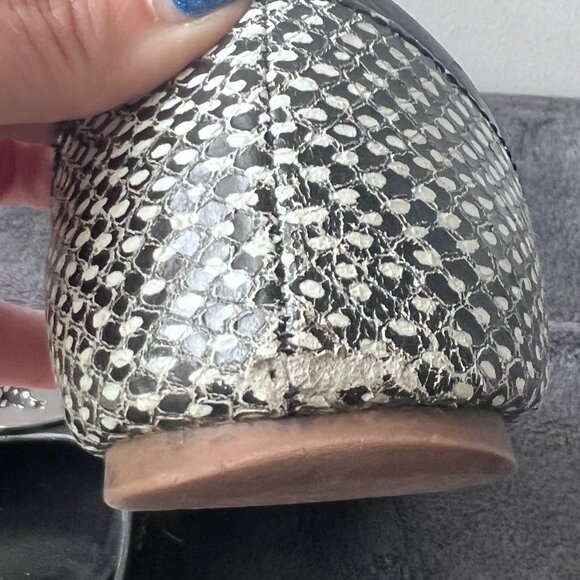 Tory Burch Reva Flat Snake Skin with Black/Pewter Hardware Size 8 - Picture 7 of 8